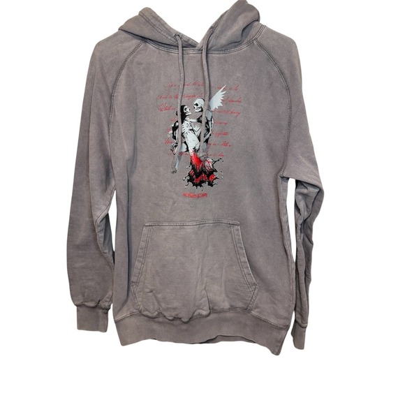 Any Means Necessary Graphic Print Hoodie Gray Mens Size M Pullover - Picture 1 of 3